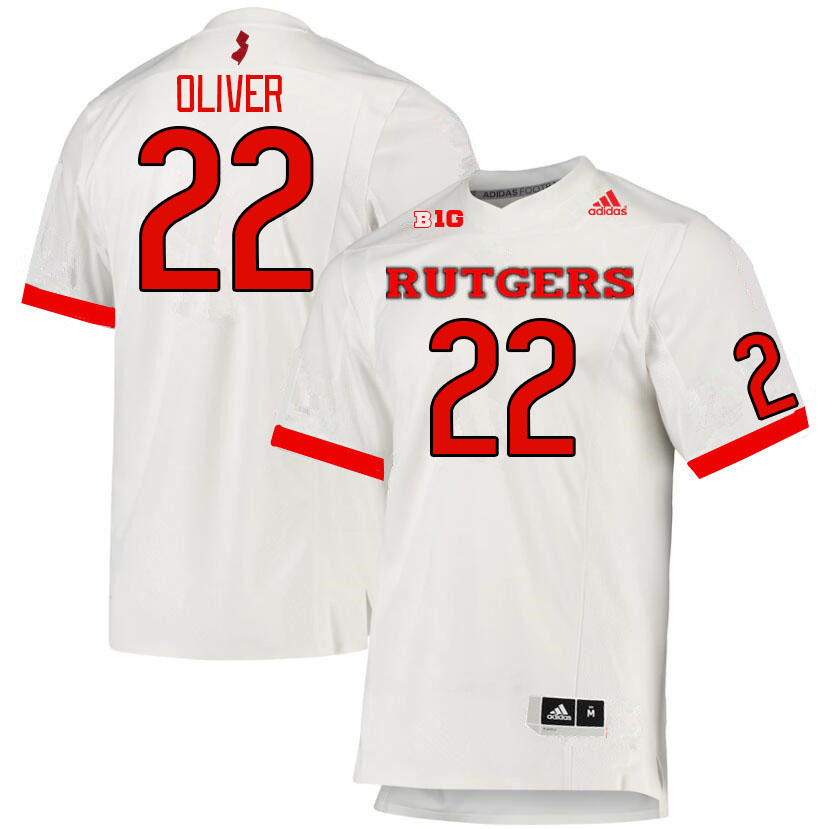 Men #22 Raeden Oliver Rutgers Scarlet Knights College Football Jerseys Stitched Sale-White